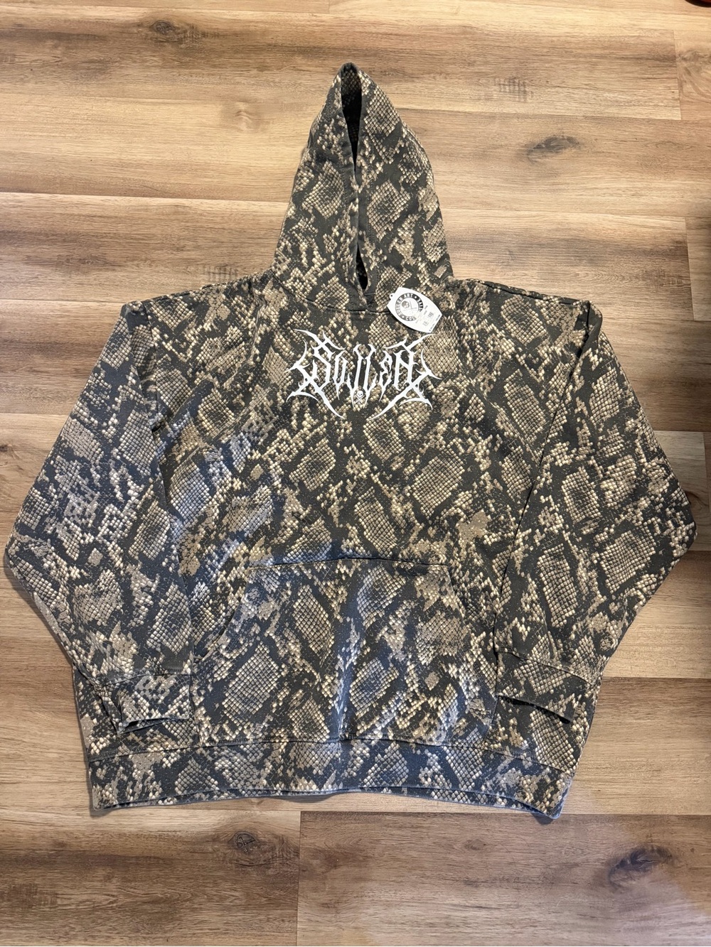 NWT Sullen Art Collective Men's Hoodie Snakeskin Punk Scipt Graphic Mens XXXL